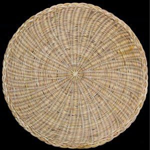 Two Piece Set Tan Trivets Woven Round Shape Grass Placemats 12" Diameter